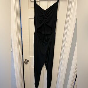 Casual Front Cut Out Black Jumpsuit